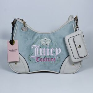 Juicy Couture Light Blue Velour Shoulder Bag with Coin Purse – New with Tags!